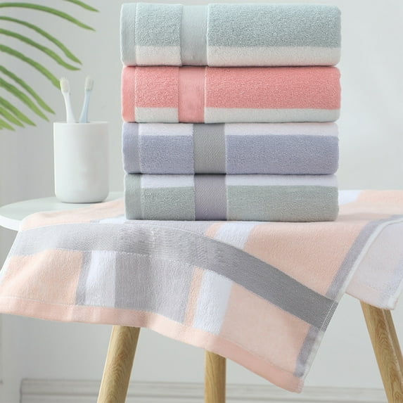 hulanddfd Decorative Bath Towel, Super Soft Cottons Striped and Checkered Patterns Highly Absorbent Durable Towels for Bathroom Decor 13 x 29 Inch