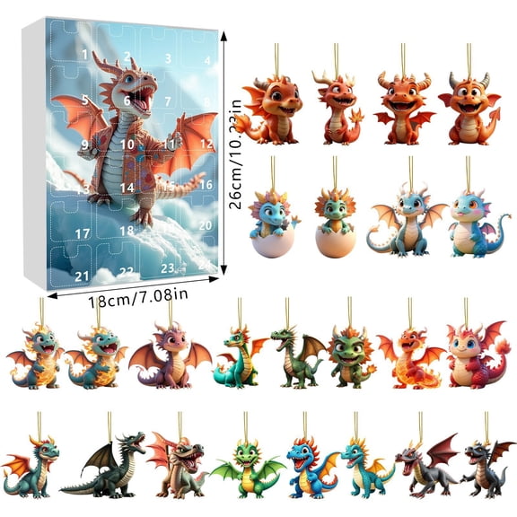 hulanddfd Dinosaur Advent Calendar for - 24 Days Of Surprise Countdown Calendars Gift Box, 10.24"x7.08" Christmas Countdown Calendar for Xmas Gifts and Home Decor