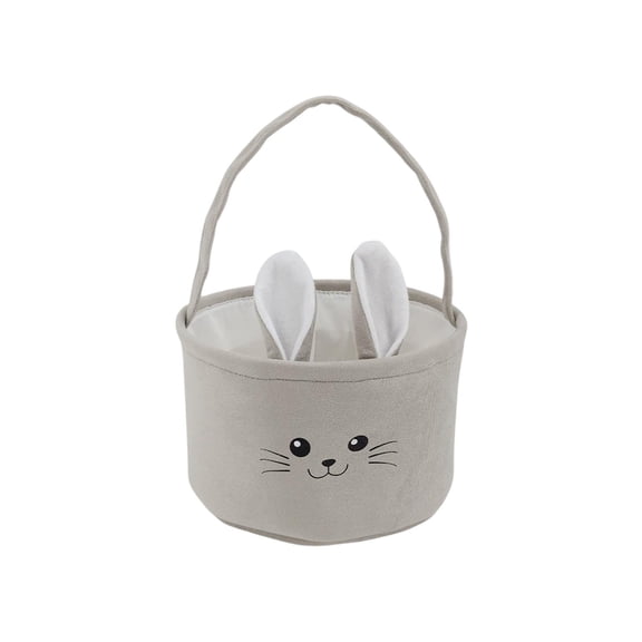 hulanddfd Easter Bunny Basket Egg Bags Easter Buckets with Handles Large Personalized Cute Hunting Basket Handheld Storage Tote Bags for Easter(Gray)