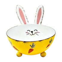 hulanddfd Easter Bunny Candy Bowl, 9x6in Cute Rabbits Candy Dishes Easter Metal Dinnerware Decor for Party Home Decor(Yellow)
