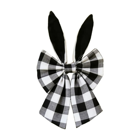 hulanddfd Easter Bunny Ear Bows for Front Door Decoration - Buffalo Check Wreath Bows 15.74x7.87in Large Bowknot Hanging Pendant for Home Yard Doorway Wall Window Decor