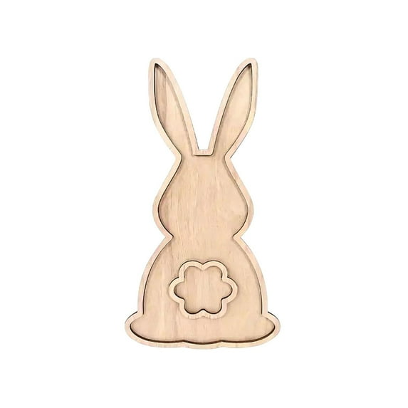hulanddfd Easter Bunny Plate, 12.6"x6.89" Bunny Shaped Serving Tray Charcuterie Board Reusable Wooden Dinnerware Charcuterie Board Fruit Dessert Platter Easter Party Decorations