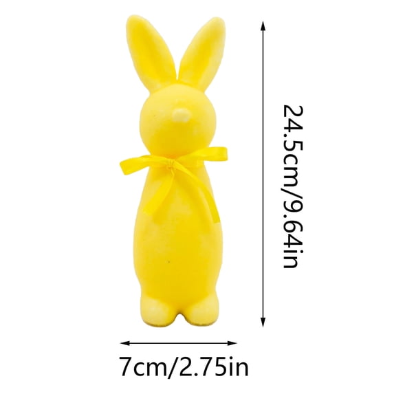 hulanddfd Easter Decorations Flocked Bunny Figurines with Bow Ties, Flocking Standing Rabbits Ornament Flocking Rabbits Statue for Easter Party Home Garden Courtyard Decoration(Yellow)