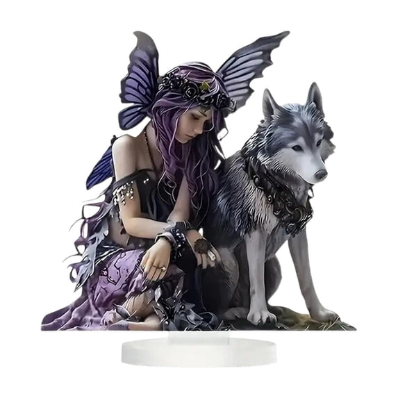 hulanddfd Exquisite Fairy Tabletop Figurine Decorations, 2D Flat Acrylic Tabletop Standing Figurine Display Stand for Office Desk Carving Table Family Bedroom Living Room