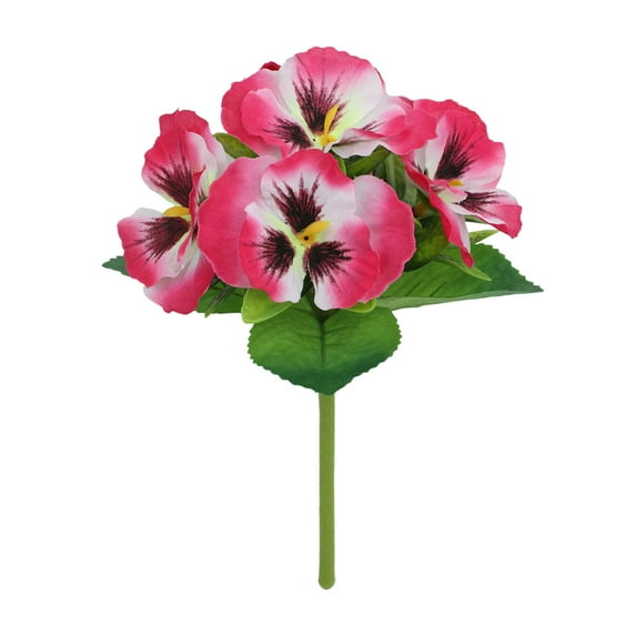 hulanddfd Fake Flowers - 8.6in Small Artificial Pansy Bouquet, Plastic Pink Flowers for Home Wedding Kitchen Garden Table Centerpieces Indoor Outdoor Decor