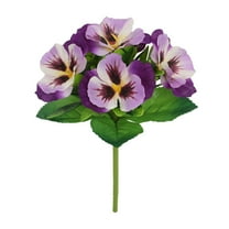 hulanddfd Fake Flowers - 8.6in Small Artificial Pansy Bouquet, Plastic Purple Flowers for Home Wedding Kitchen Garden Table Centerpieces Indoor Outdoor Decor