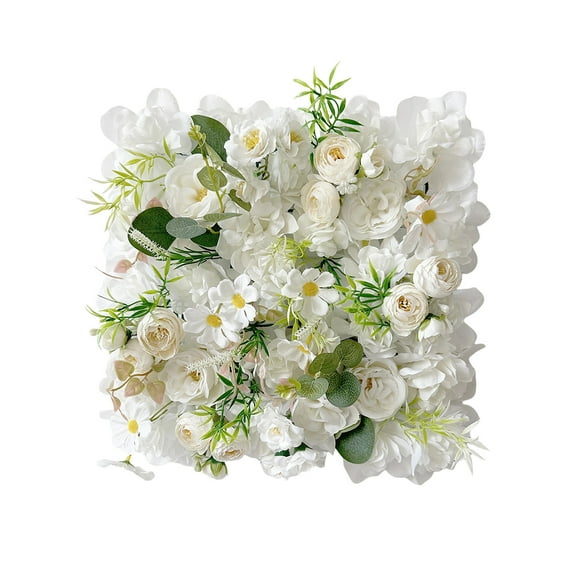 hulanddfd Flower Wall Panel, 13.77x13.77in White Flower Backdrop 3D Silk Rose Floral Wall for Wedding Celebrations Festive Party Backdrops and Home Decor(White)