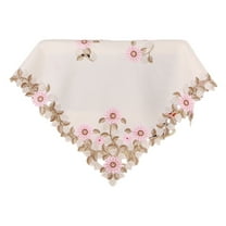 hulanddfd Flowers Embroidered Table Runner, 33.4"x33.4" Square Classic Lace Tablecloth Valentine’s Table Decor for Dining Table Console Coffee Table