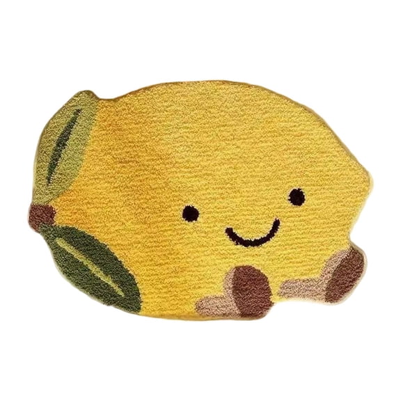 hulanddfd Fruit Shaped Bath Mats, Absorbent Soft Microfiber Bathroom Rug Non-Slip Dry Fast for Bathroom Kitchen Sink Bedroom and Living Room(Lemon)