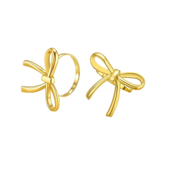 hulanddfd Gold Bows Napkin Rings - 2.28"x1.96" Mini Bows Reusable Holiday Table Dinnerware for Christmas Dining Table Wedding Party Decor