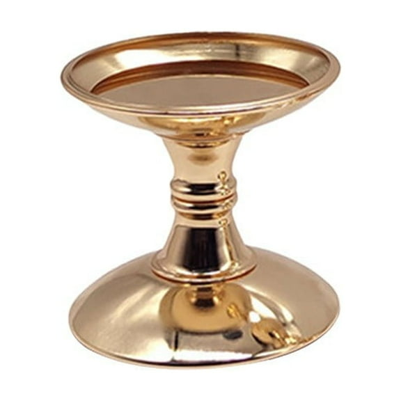hulanddfd Gold Pillar Candle Holders, 3.94"x3.94" Vintage Iron Candlestick Decorative Candle Stands for Livingroom Bedroom and Christmas Valentine’s Day Wedding Party