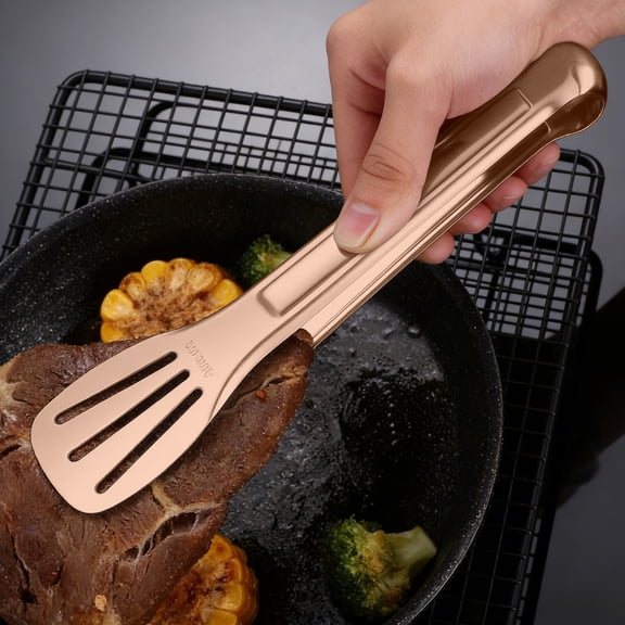 hulanddfd Gold Serving Tongs, Stainless Steel Buffets Tongs Non-slip & Easy Grip Smart Locking Clip Handy Utensil for Party Catering()