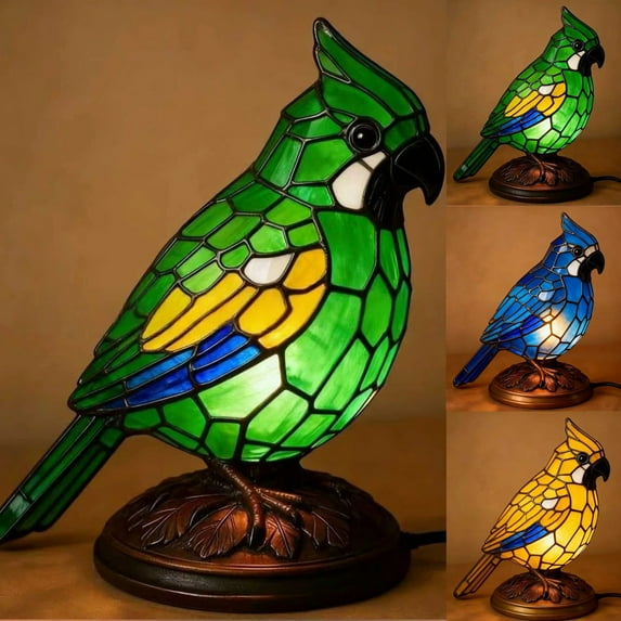 hulanddfd Green Birds Table Lamp, Resin Birds Shaped Night Light Decorative Ambiance Light for Beside Bedroom Living Room Birthday Gift for Family Friend