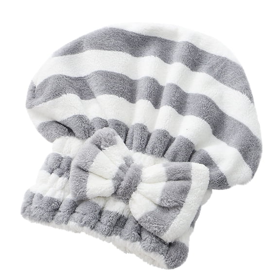 hulanddfd Hair Drying Towels Microfiber Absorbent Drying Head Wrap Striped Shower Cap for Women Fast Dry