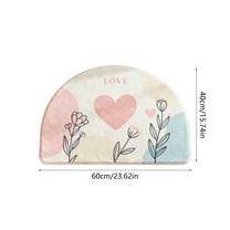 hulanddfd Half Round Door Mats Indoor Outdoor Entrance Welcome, Polyester Non Slip Door Matwith Cute Valentine Patterns Absorbent Floor Mats for Front Back Door and Entryway 23.62"x15.75"