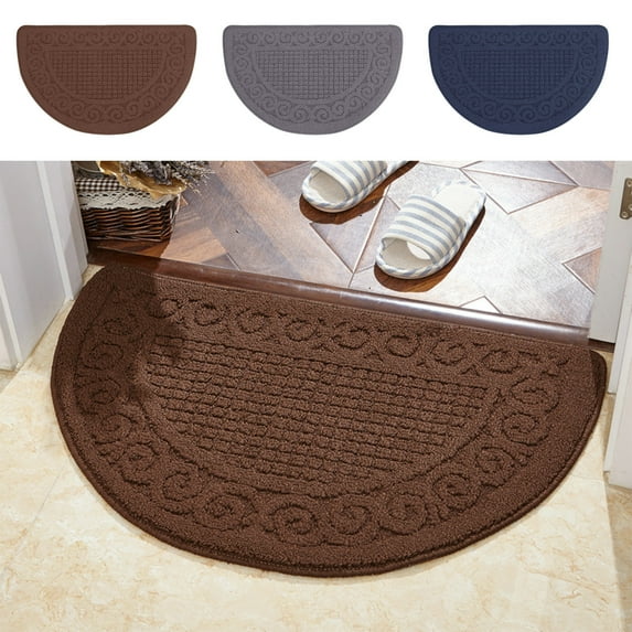 hulanddfd Half Round Indoor Door Mat, 24.8"x15.7" Kitchen Mats Non Slip Washable Doormat Absorbent Floor Rug Mats for Home Kitchen Bathroom Patio Entrance(Coffee)