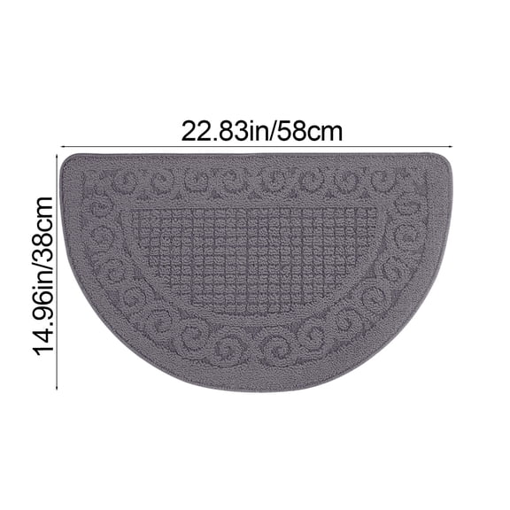 hulanddfd Half Round Indoor Door Mat, 24.8"x15.7" Kitchen Mats Non Slip Washable Doormat Absorbent Floor Rug Mats for Home Kitchen Bathroom Patio Entrance(Gray)