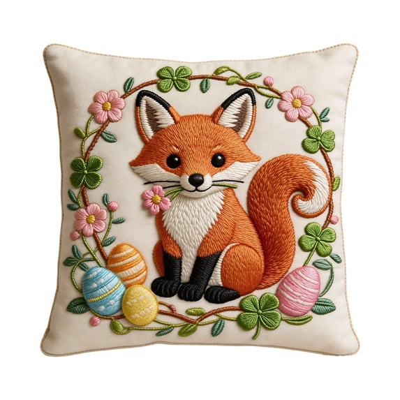 hulanddfd Happy Easter Throw Pillow Covers 18x18 inch Embroidery Decorative Throw Pillowcase Spring Home Decor for Sofa Couch Bedroom Living Room