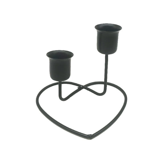 hulanddfd Heart Candle Holders, Black Taper Candlestick with Heart Shaped Base for Valentine's Day Wedding Centerpiece Dining Fireplace Mantle Home Decor
