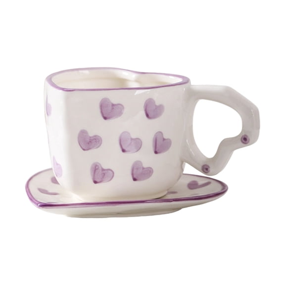 hulanddfd Heart Shaped Ceramic Coffee Mug, 5.51"x3.54"x2.83" Handled Tea Cups with Heart Patterns for Hot Tea Romantic Valentine’s Day Gift for Lover