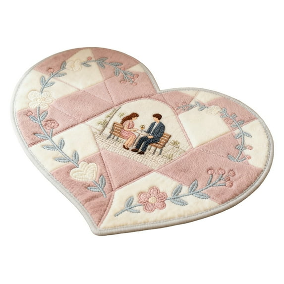 hulanddfd Heart-Shaped Door Mats Indoor Outdoor Entrance Welcome, Polyester Non Slip Door Mats with Cute Valentine Patterns Absorbent Floor Mats for Front Back Door and Entryway 19.69"x15.75"