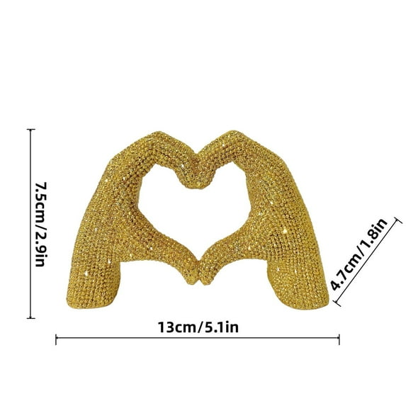 hulanddfd Heart -Shaped Hands Sculpture, 5.1"x1.8"x2.9" Heart-Shaped Statue with Beads Shiny Tabletop Ornament for Living Room, Bedroom Office Bookshelf Wedding