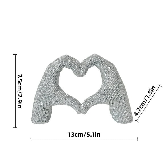 hulanddfd Heart -Shaped Hands Sculpture, 5.1"x1.8"x2.9" Heart-Shaped Statue with Beads Shiny Tabletop Ornament for Living Room, Bedroom Office Bookshelf Wedding