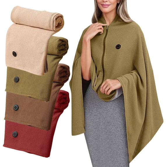 hulanddfd Heated Shawl Wraps for Women, Wearable USB Heated Blanket with Zipper Adjustable Temperature Modes Portable Throw Wrap Washable for Travel Camping and Daily Use(Army Green)