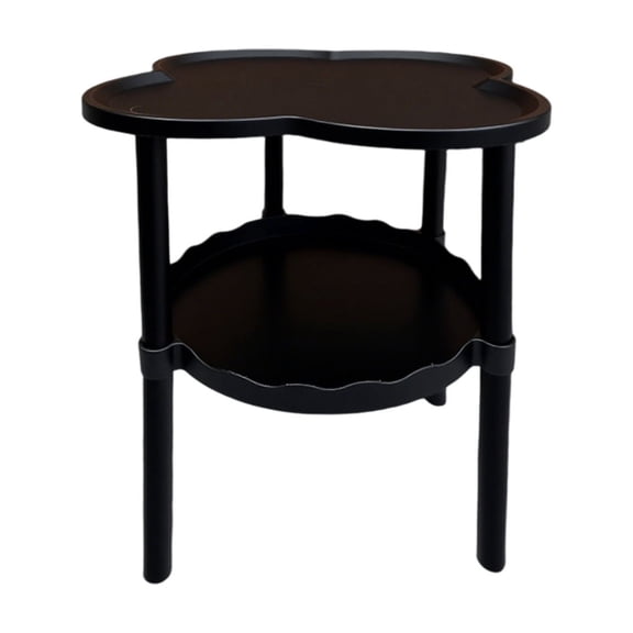 hulanddfd Household 4-Leaf Sofa Side Table, Living Room Snack Table, Small Coffee Table with Wheels, Movable Storage Table, Double Layer Cloud Shelf for Bedroom, Black
