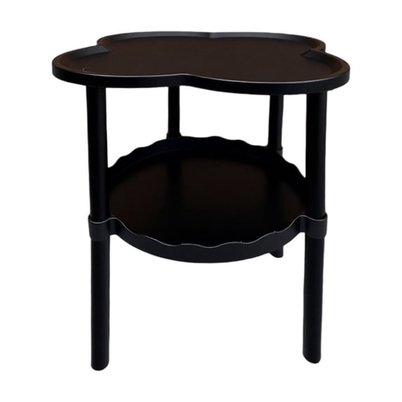 hulanddfd Household 4-Leaf Sofa Side Table, Living Room Snack Table, Small Coffee Table with Wheels, Movable Storage Table, Double Layer Cloud Shelf for Bedroom, Black