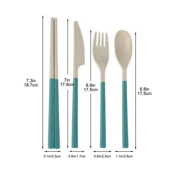 hulanddfd Kitchen Utensils with Case, 4 Sets Portable Cutlery Set Chopsticks Knives Fork and Spoon for Lunch Box Accessories for Travel Utensils Set for Kitchens Green