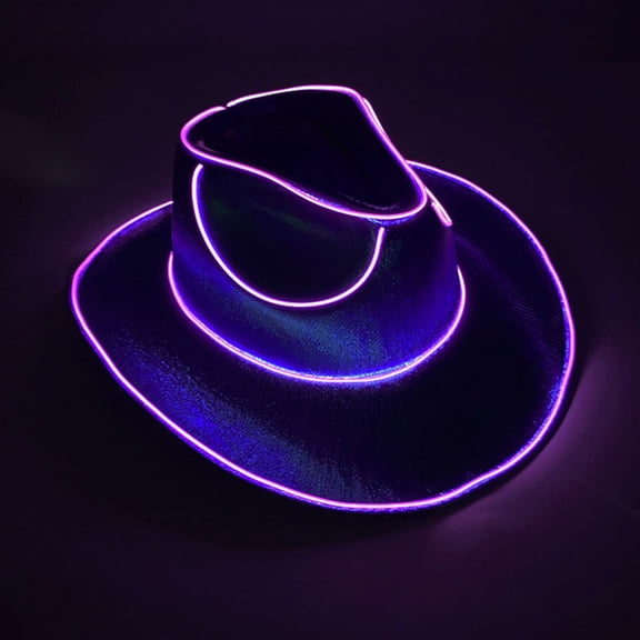 hulanddfd LED Party Cow Hat, Unisex Party Costumes Accessories, Glowing Light-Up Hat with Multiple Lighting Modes for Celebrations Festive Events(Purple)
