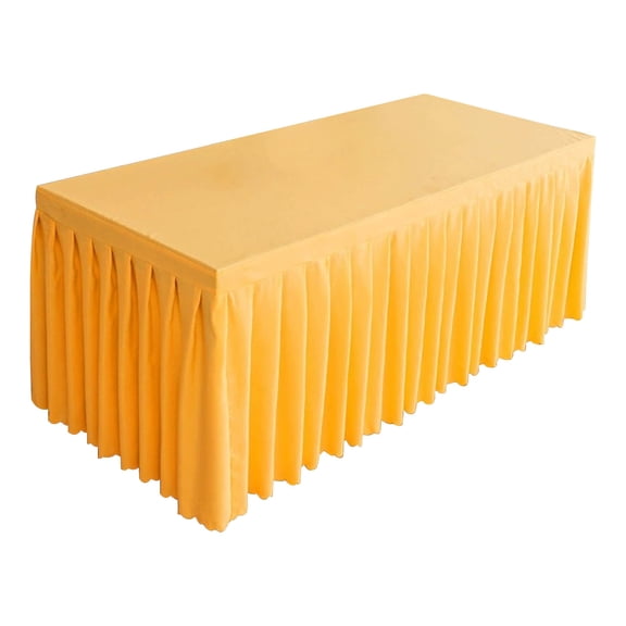 hulanddfd Large Conferences Table Skirt - 47.2x15.7x29.5 inches Rectangle Solid Color Tablecloth Waterproof Washable Table Cover Skirt for Outdoor Wedding Banquet Party Decor Yellow