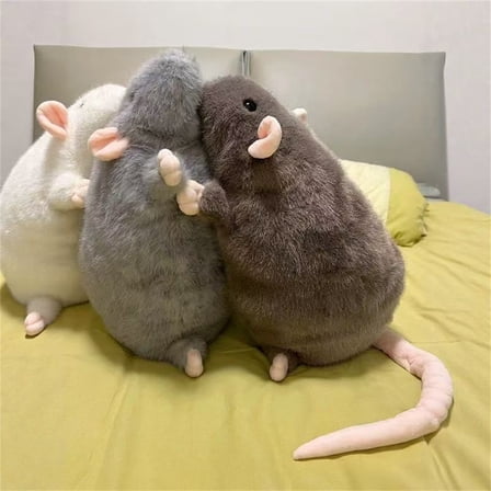 hulanddfd Mice Plushes Pillow, 13.78in Brown Soft Realistic Cute Rats Shaped Doll for Home Sofa Bedroom Living Room Decor