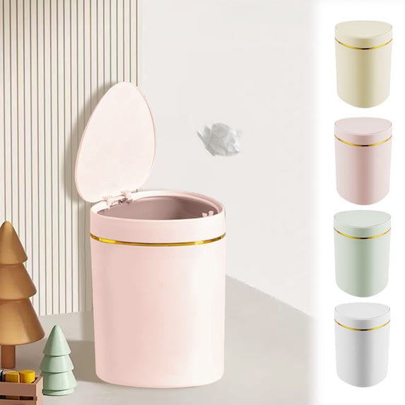 hulanddfd Mini Countertop Trash Can, Small Desktop Garbage Can with Lid Tiny Countertop Waste Basket for Coffee Table Office Living Room(Pink)