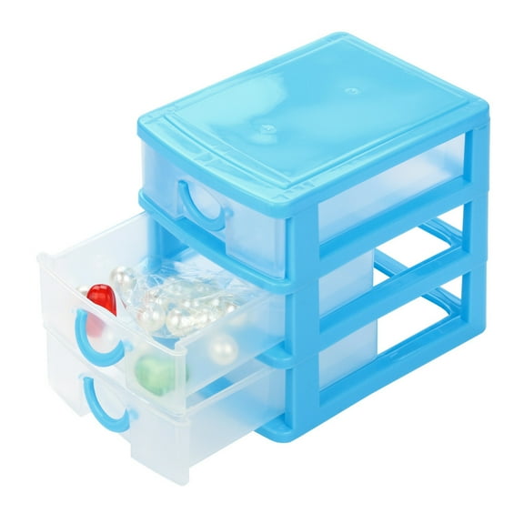 hulanddfd Mini Desk Organizer 3 Drawer Plastic Storage Small Organizer Box Storage Container Case Sky Blue Desktop Storage Drawers for Office Supplies Jewelry, Make up Cosmetic Box