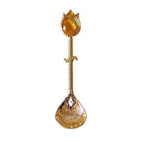 hulanddfd Mini Gold Spoon, 4.92in Vintage Elegant Stainless Steel Tea Spoon Demitasse Scoop for Seasoning Coffee Tea Dessert Drink Mixing