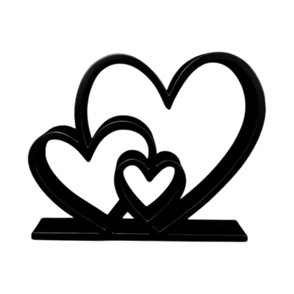 hulanddfd Nested Hearts Tabletop Decor, 6.3"x4.92" Black Heart Sculpture Wedding Anniversary Couples Gift Romantic Heart Figurine for Home Coffee Table Dining Table Decor
