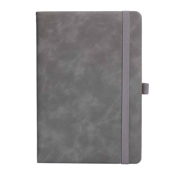 hulanddfd Notebook, A5 Notepad, Thick Paper Diary, Hardcover with 200 Pages, Expandable Inner Pockets, Ribbon Bookmark, Elastic Closure, Multi-Function Journal, Gray