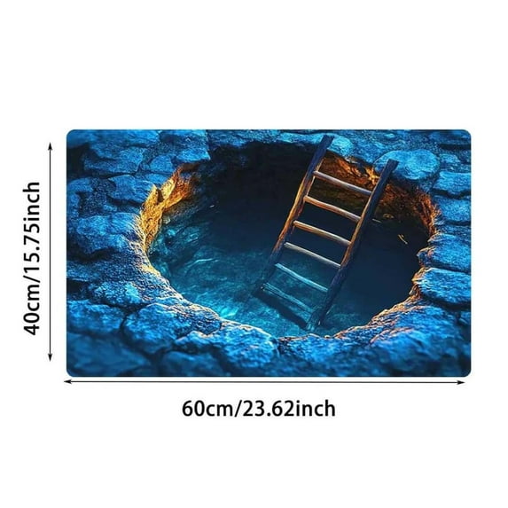 hulanddfd Optical Illusions Rug, 23.62x15.75in Absorsent Floor Mats with Bottomless Hole Cave Patterns for Home Entrance Living Room Indoor Outdoor Decor