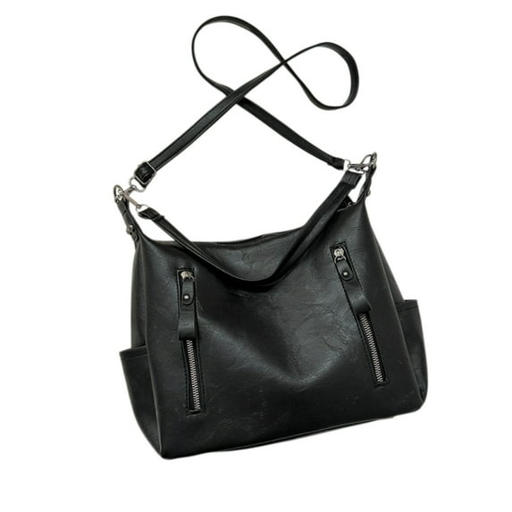 hulanddfd PU Leather Shoulder Bags for Women Large Capacity Stylish Tote Crossbody Bag Handbags Purse with Adjustable Strap(Black)