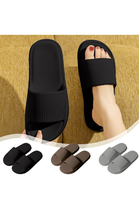 Pillow Slippers for Women and Men Non-Slip Spa Massage Foam Bathroom Pool Shoes Pillow House Slippers Shower Shoes Indoor Slides Bathroom Sandals(Black)