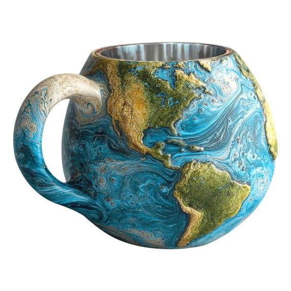 hulanddfd Planetary Mug, 4.33"x4.33" Resin Space Themed Coffee Cup with Stainless Steel Inner Liner and Handle Valentine's Day Gift