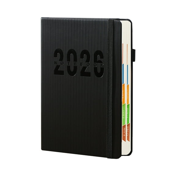 hulanddfd Planner Notebook, 2026 Calendar Planner, Weekly Monthly Yearly Organizer with Dotted Note Pages, Hardcover, Compact, Office Planning tool, Black