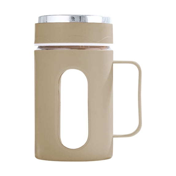 hulanddfd Plastic Double-Layer Insulated Tea Cup with Lid Handle, Office Glass Mug for Hot Cold Drinks, Leakproof, Food-Transparent Window, Ergonomic Designs, Pink