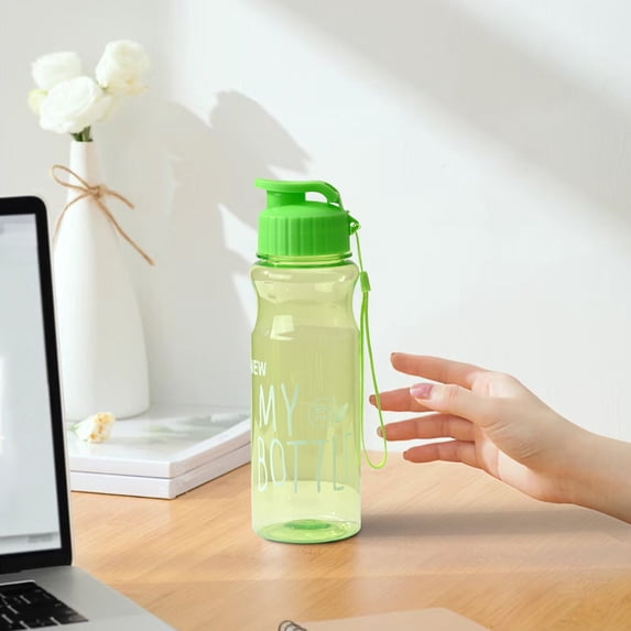 hulanddfd Plastic Water Bottle, Portable Leak-Proof Water Cup, Large Capacity Outdoor Sports Drinking Bottle, Semi-Transparent Frosted Designs with Handle and Strap(Green)