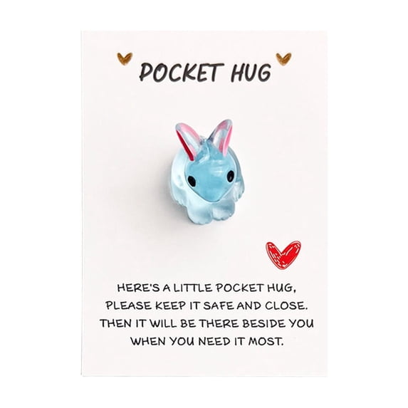 hulanddfd Pocket Bunny Hug Gifts with Greeting Cards, Little Rabbits Pocket Hug Token, Long Distance Relationship Gifts, Easter Basket Stuffers(Blue)