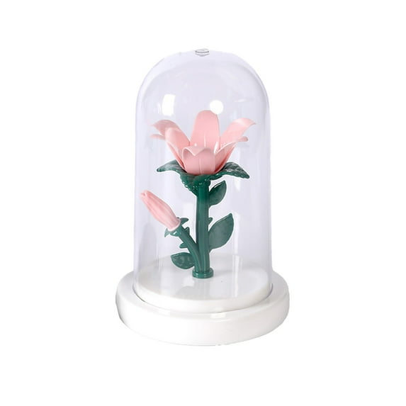 hulanddfd Preserved Flower in Glass Dome, 7.09"x4.33" Floral Night Light Valentine's Day Mini Ambient Lamp Decoration for Bedroom Living Room Gift for Girlfriend Wife