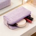 thumbnail image 1 of hulanddfd Puffer Quilted Makeup Bag, Checkered Cosmetics Bag Cute Soft Makeup Brushes Storage Pouches Toiletry Organizer Make Up Organizer Accessories Travel Bag(Purple), 1 of 6