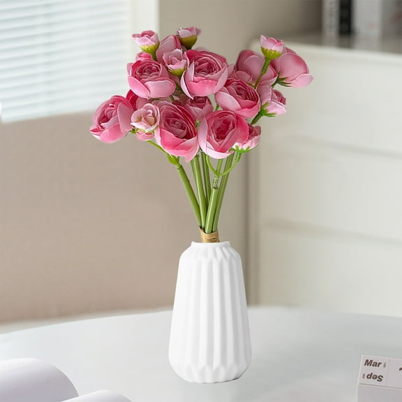 hulanddfd Ranunculus Artificial Flowers 6 Pcs, Hot Pink Faux Silk Mini Ranunculus Fake Wedding Filler Flowers for Vase Wedding Bouquet Home Bridal Shower Decor(Hot Pink)